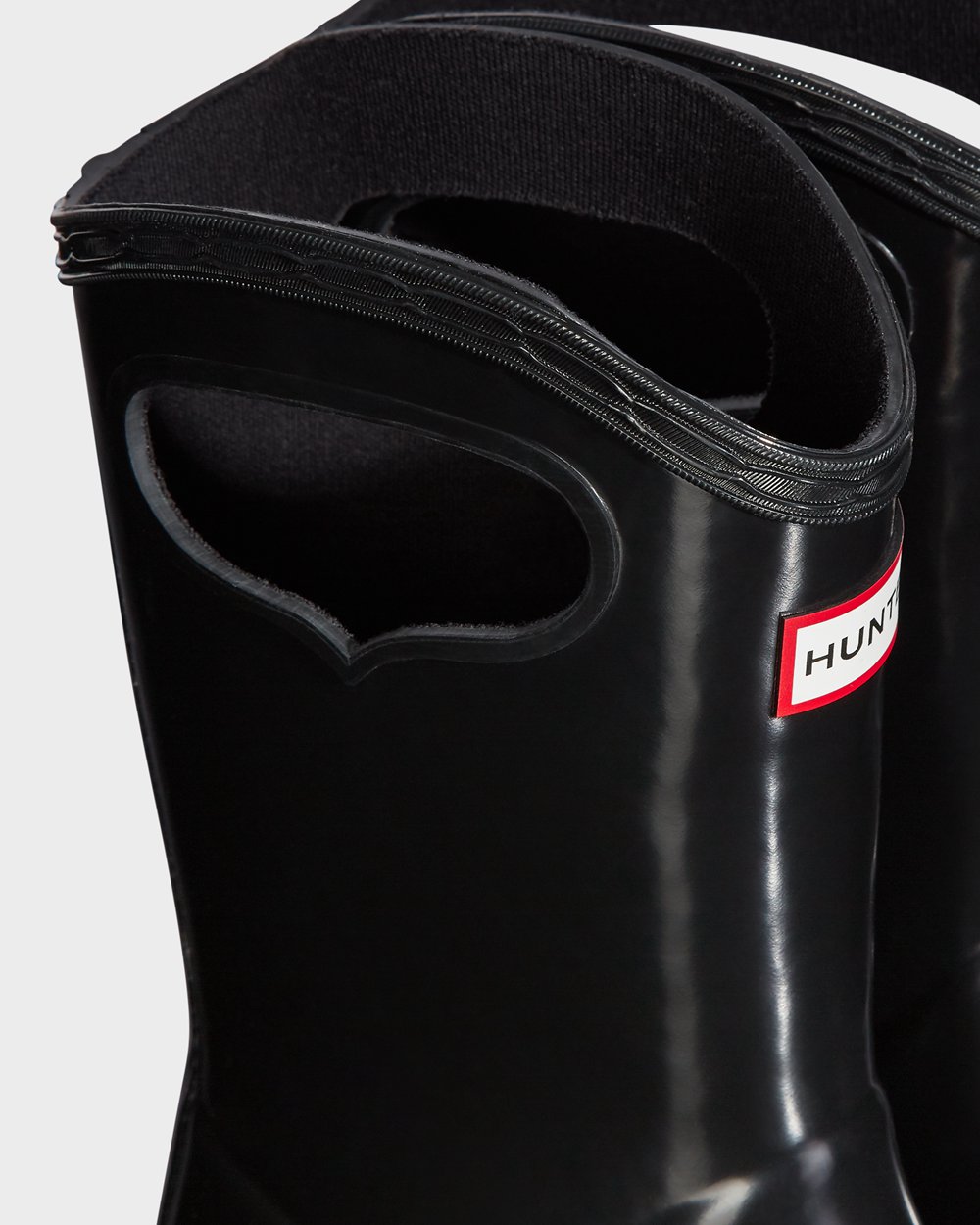 Kids Rain Boots - Hunter Original First Classic Grab Handle Gloss (06LZXOBCV) - Black